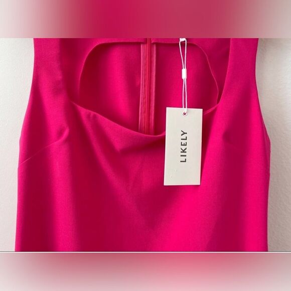 NEW Likely Josephine Square Neck Mini Dress in Fuschia Pink sz 6 - Picture 5 of 9